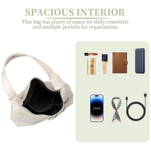 Nylon Shoulder Bag Women Small Purses Hobo Handbag Mini Clutch Purse Apricot - Picture 2 of 6